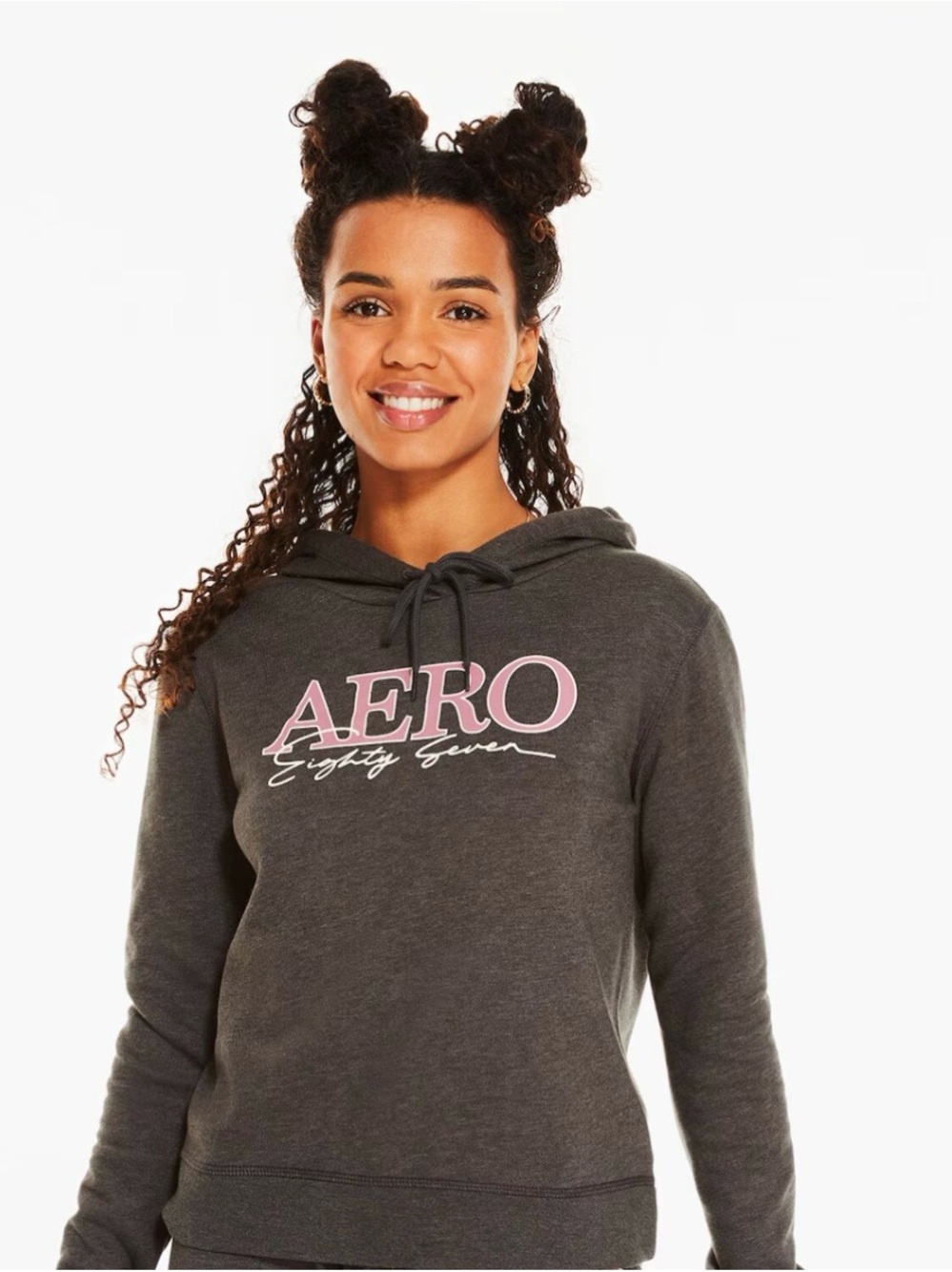Aeropostale Charcoal Gray Hoodie with Pink Logo